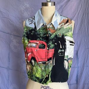 Roper farm world sleeveless button down